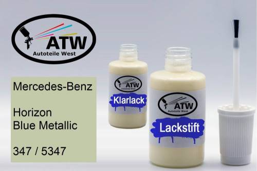 Mercedes-Benz, Horizon Blue Metallic, 347 / 5347: 20ml Lackstift + 20ml Klarlack - Set, von ATW Autoteile West.